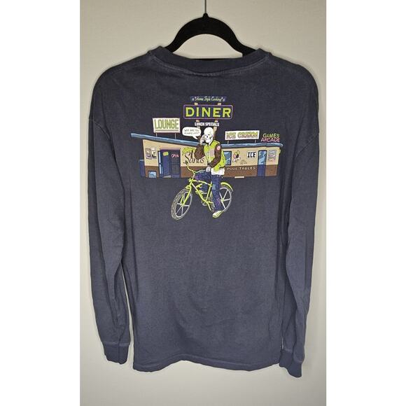 Zara x Laro Lagosta Collab Tee Shirt Long Sleeve Navy Blue Size Medium Skeleton - Picture 1 of 12